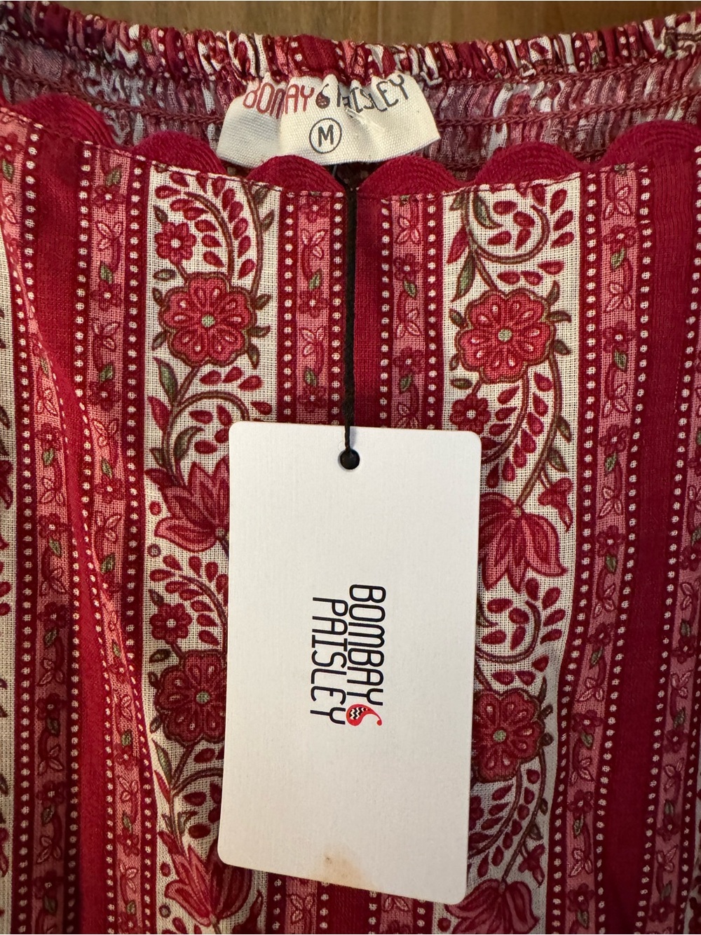 Bombay Paisley Red Floral Cotton Tiered Dress Boho from Westside - Picture 4 of 4